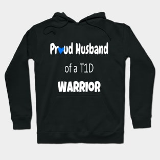 Proud Husband White Text Blue Heart Hoodie